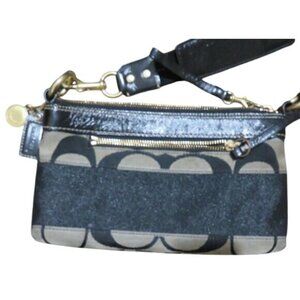 Coach Cursive Creed Monogram Canvas Leather Wristlet Wallet with Hangtag & Charm